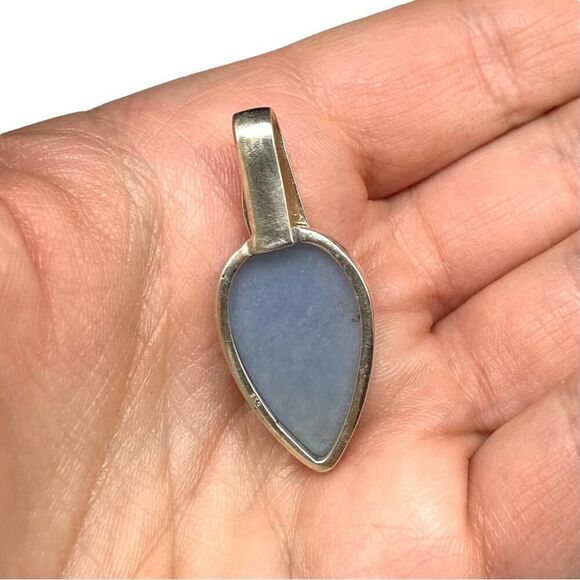 Angelite & Amethyst Necklace Pendant Solid 925 Sterling Silver Blue Stone - Picture 4 of 4